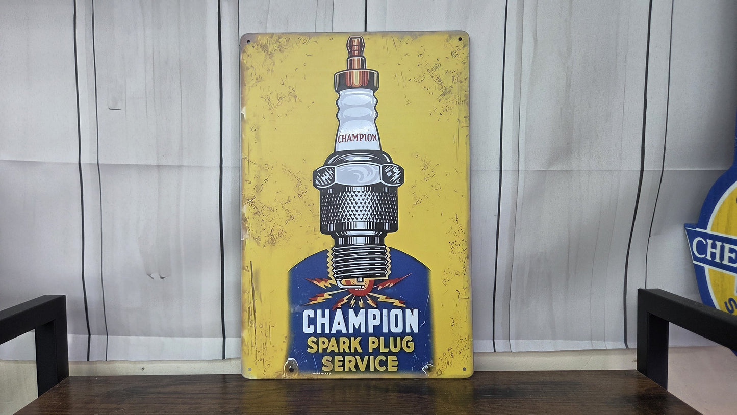 Champion Spark Plug Service Metal Sign