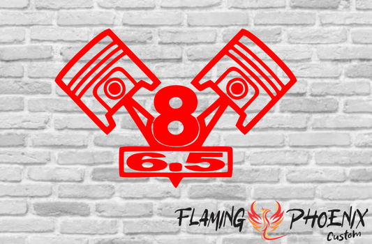 Vinyl sticker V8 6.5 pistons