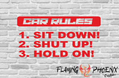 Vinyl sticker Car Rules