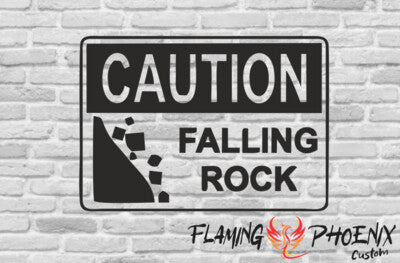 STICKER CAUTION FALLING ROCK