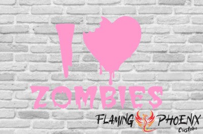 Vinyl sticker I love zombies 