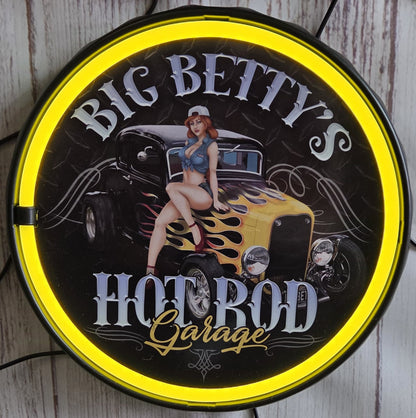 Big Betty's hot rod garage led round