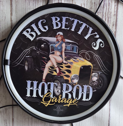Big Betty's hot rod garage led round