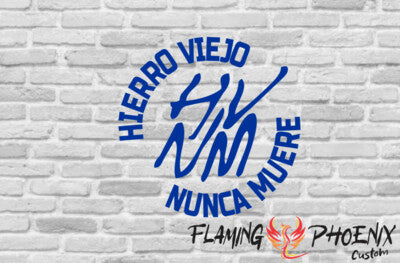 STICKER HIERRO VIEJO NUNCA MUERE CÍRCULO