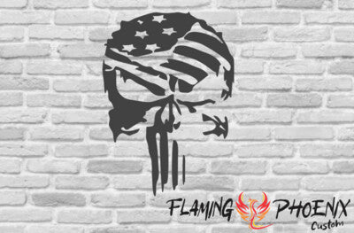 STICKER SKULL FLAG USA