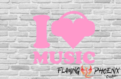 STICKER I LOVE MUSIC EARPHONES