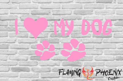 STICKER I LOVE MY DOG PAWS