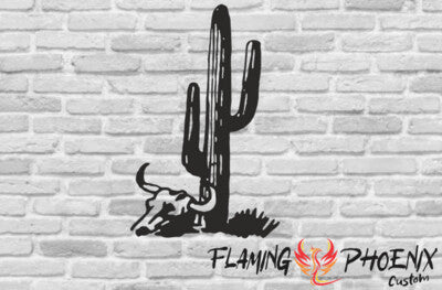 STICKER CACTUS WITH BUFFALO SKULL
