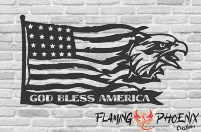 STICKER GOD BLESS AMERICA FLAG EAGLE
