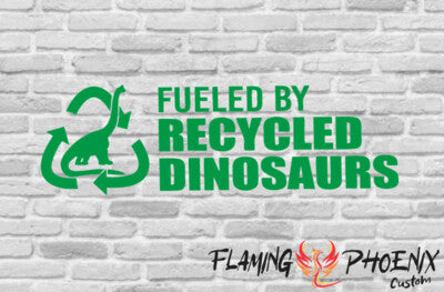 STICKER FUELED BY RECYCLED DINOSAURS