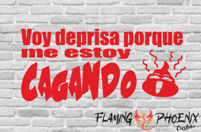 STICKER VOY DEPRISA PORQUE ME ESTOY CAGANDO